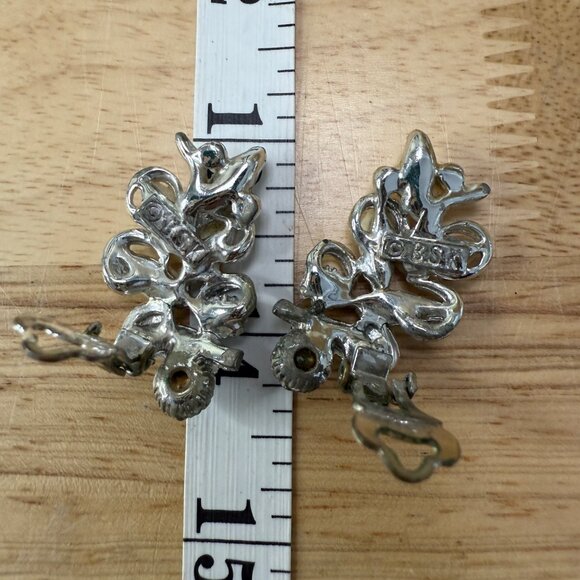 Vintage BSK Bracelet & Clip-On Earrings Set With Faux Pearls & Rhinestones - Picture 8 of 15